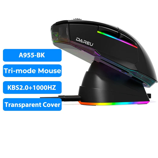 PC Gamer Mouse 12000DPI RGB Tri-Mode Wireless Bluetooth Mice with Charging Dock AIM-WL Sensor for Laptop PC
