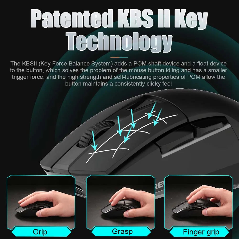 PC Gamer Mouse 12000DPI RGB Tri-Mode Wireless Bluetooth Mice with Charging Dock AIM-WL Sensor for Laptop PC