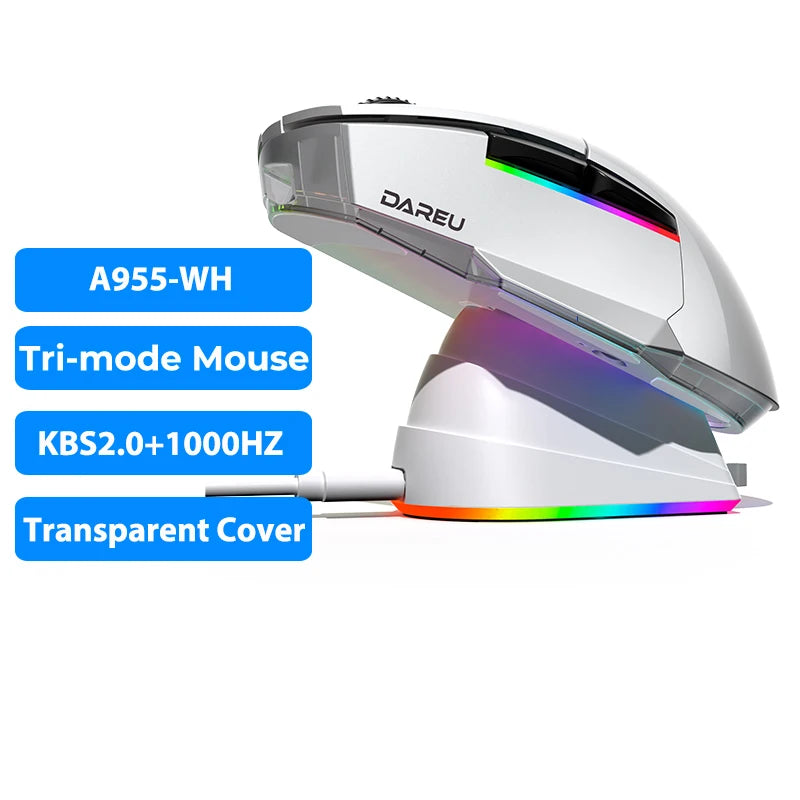 PC Gamer Mouse 12000DPI RGB Tri-Mode Wireless Bluetooth Mice with Charging Dock AIM-WL Sensor for Laptop PC