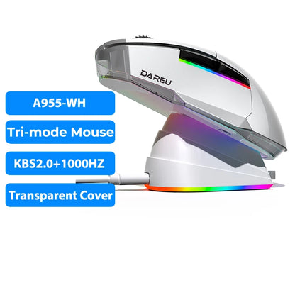 PC Gamer Mouse 12000DPI RGB Tri-Mode Wireless Bluetooth Mice with Charging Dock AIM-WL Sensor for Laptop PC