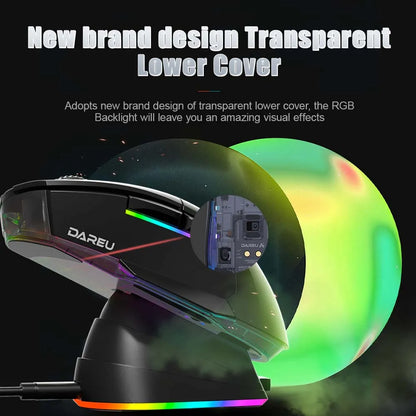 PC Gamer Mouse 12000DPI RGB Tri-Mode Wireless Bluetooth Mice with Charging Dock AIM-WL Sensor for Laptop PC