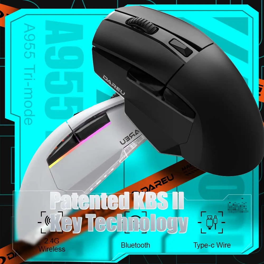 PC Gamer Mouse 12000DPI RGB Tri-Mode Wireless Bluetooth Mice with Charging Dock AIM-WL Sensor for Laptop PC
